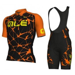 ALE SOLID Cracle orange Fahrradbekleidung Satz Fahrradtrikot Kurzarm Trikot und Kurz Trägerhose 7BKWD