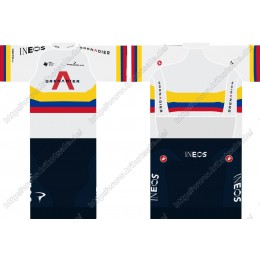 Team INEOS Grenadier 2021 UCI World Champion Fahrradbekleidung Satz Fahrradtrikot Kurzarm Trikot Und Kurz Radhose FSHCQ