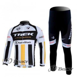 RidioShack Trek Nissan Livestrong Fahrradbekleidung Set Langarmtrikot+Lange Radhose weiß Schwarz gelb CJ3KL